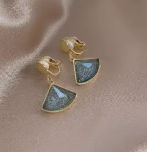 08-67 - Fan Crystal Clip Earrings