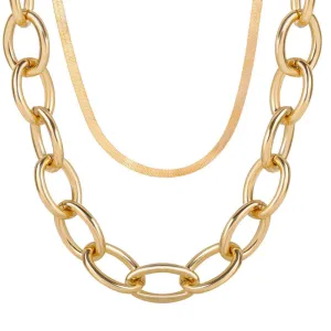 18K Gold-Plated Cable Chain Layered Necklace