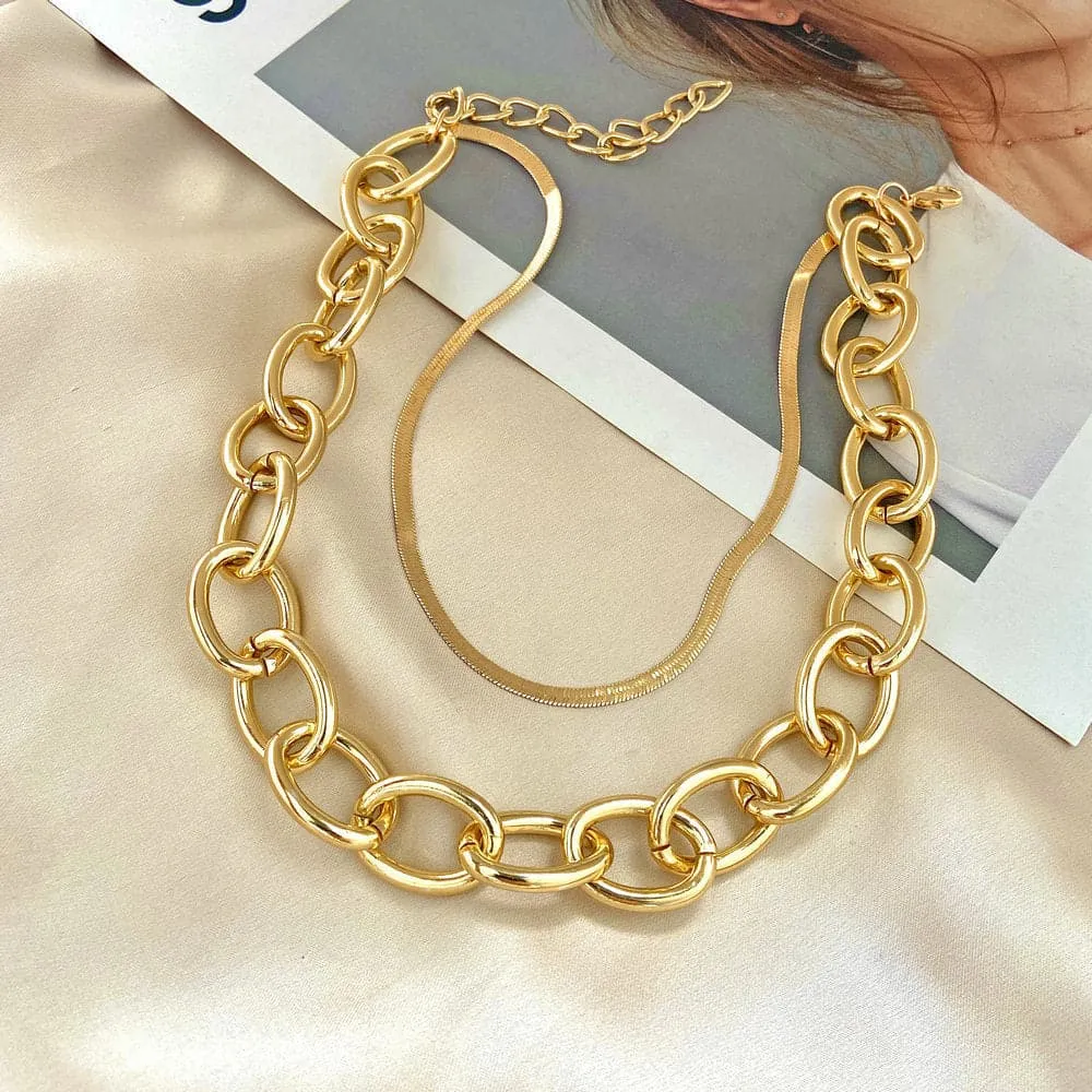 18K Gold-Plated Cable Chain Layered Necklace