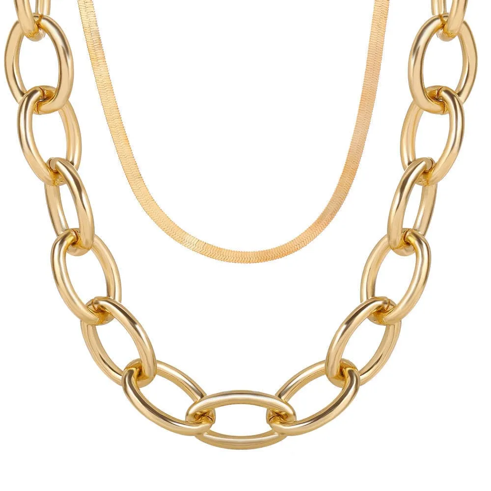 18K Gold-Plated Cable Chain Layered Necklace