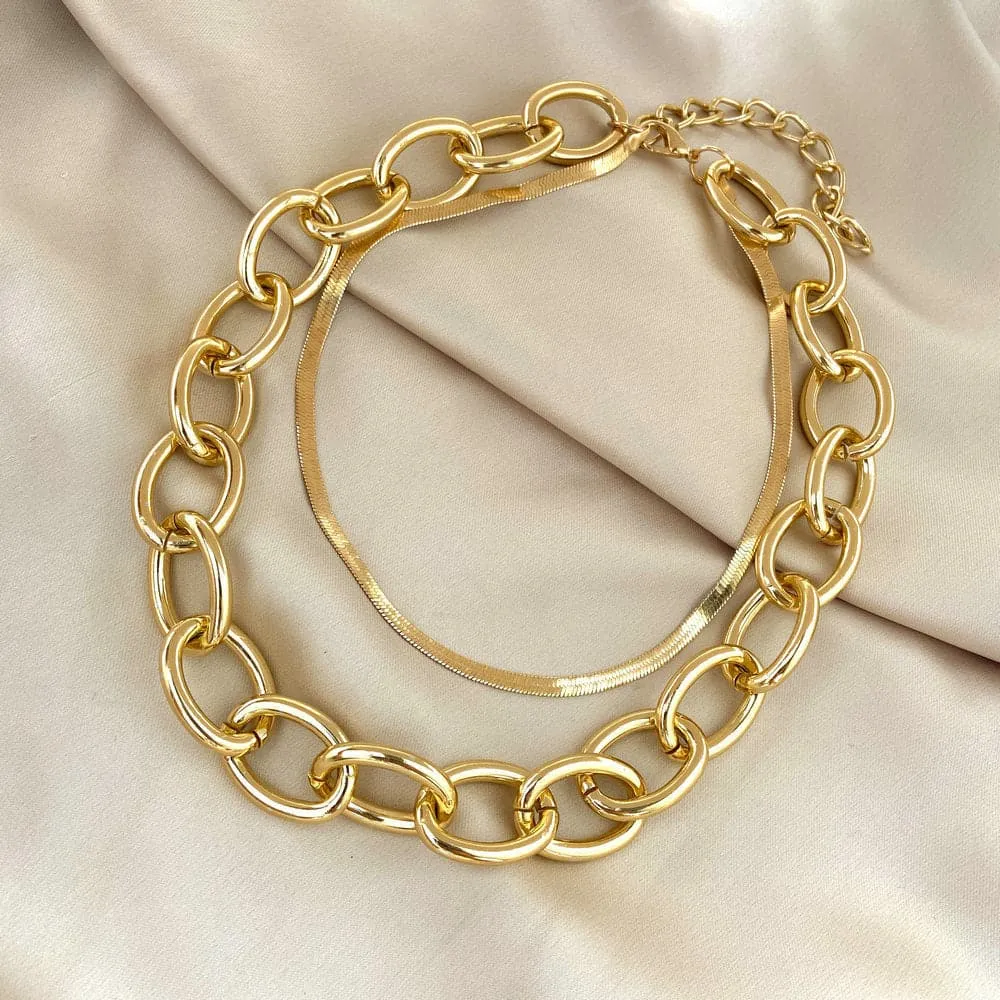 18K Gold-Plated Cable Chain Layered Necklace