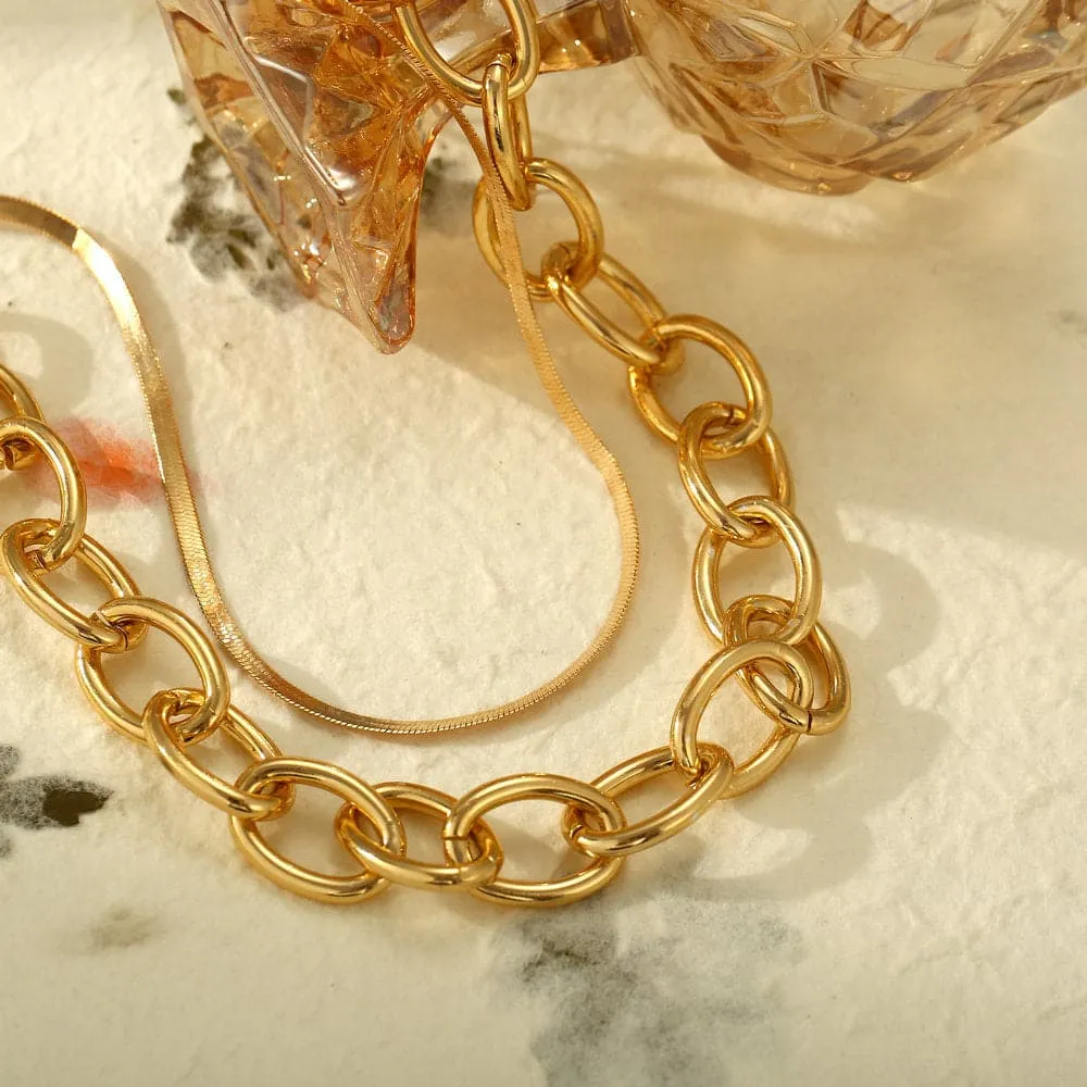 18K Gold-Plated Cable Chain Layered Necklace