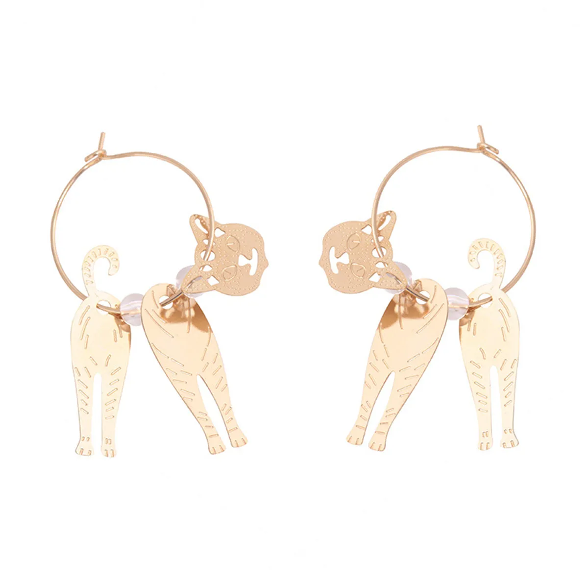 18K Gold-Plated Cat Charm Hoop Earrings