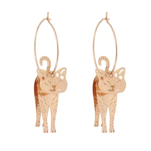 18K Gold-Plated Cat Charm Hoop Earrings