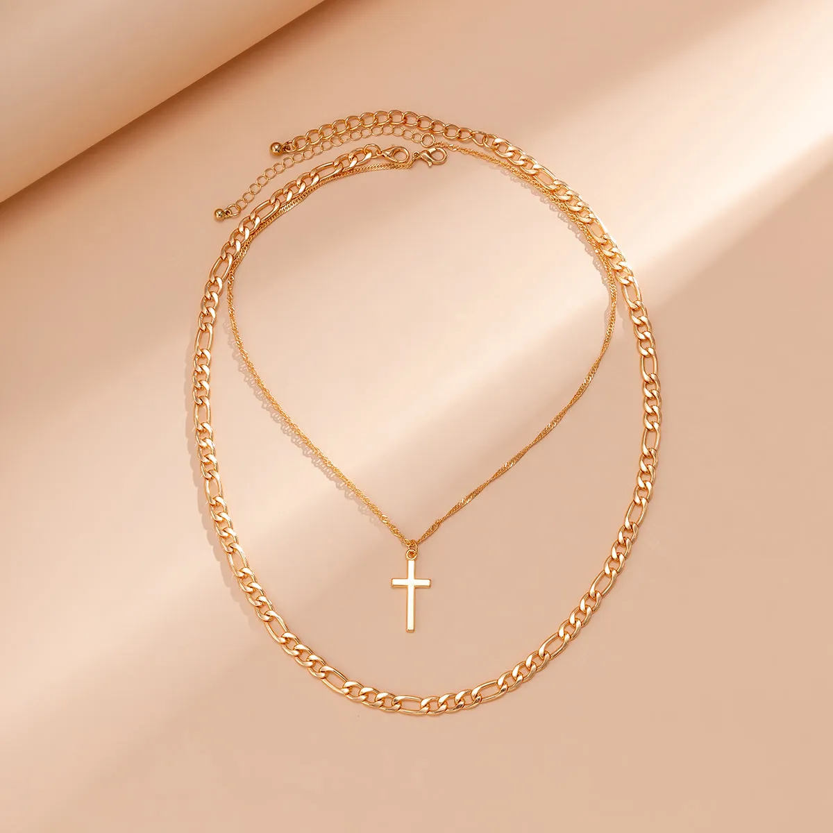 18K Gold-Plated Cross Pendant Necklace Set