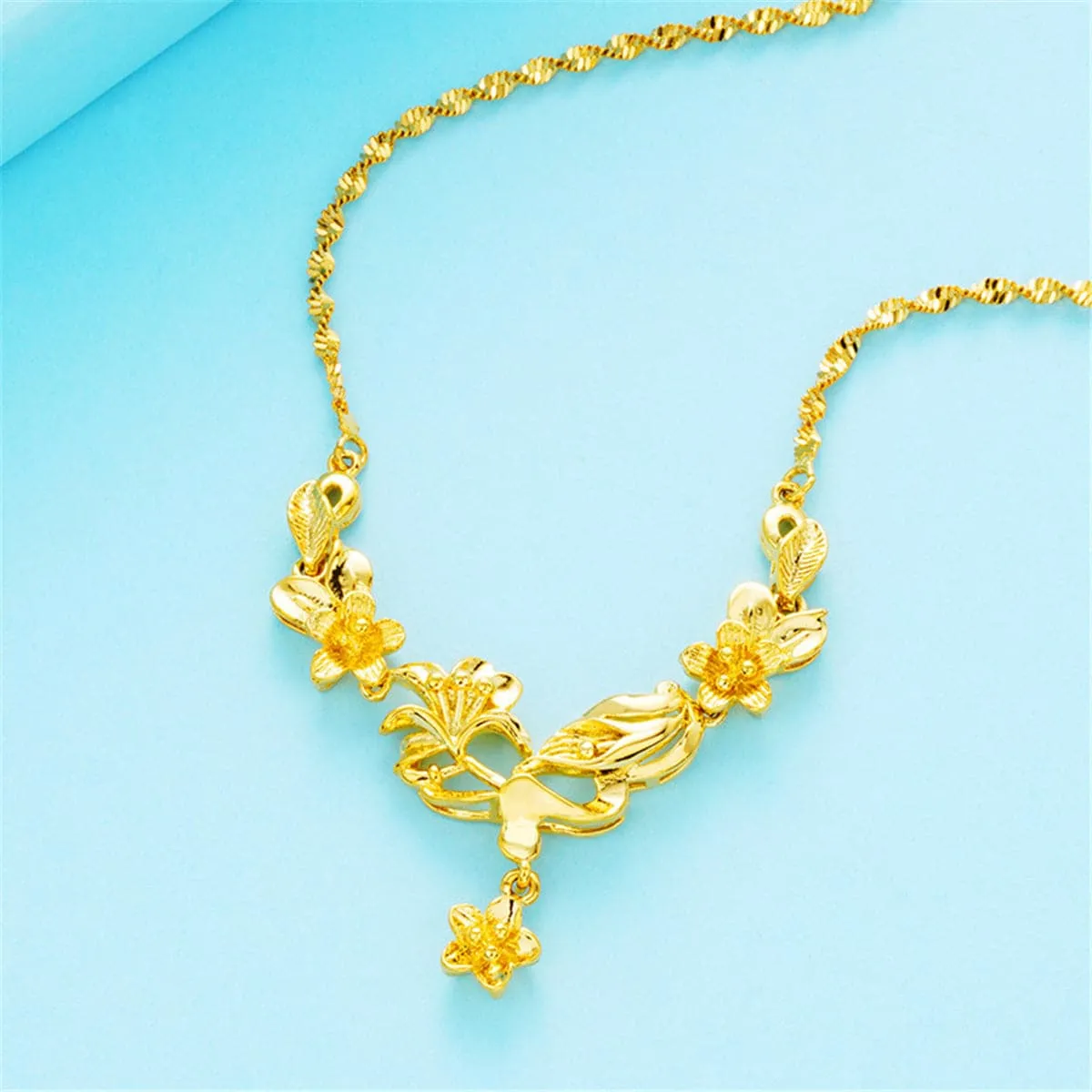 18K Gold-Plated Flower Statement Necklace