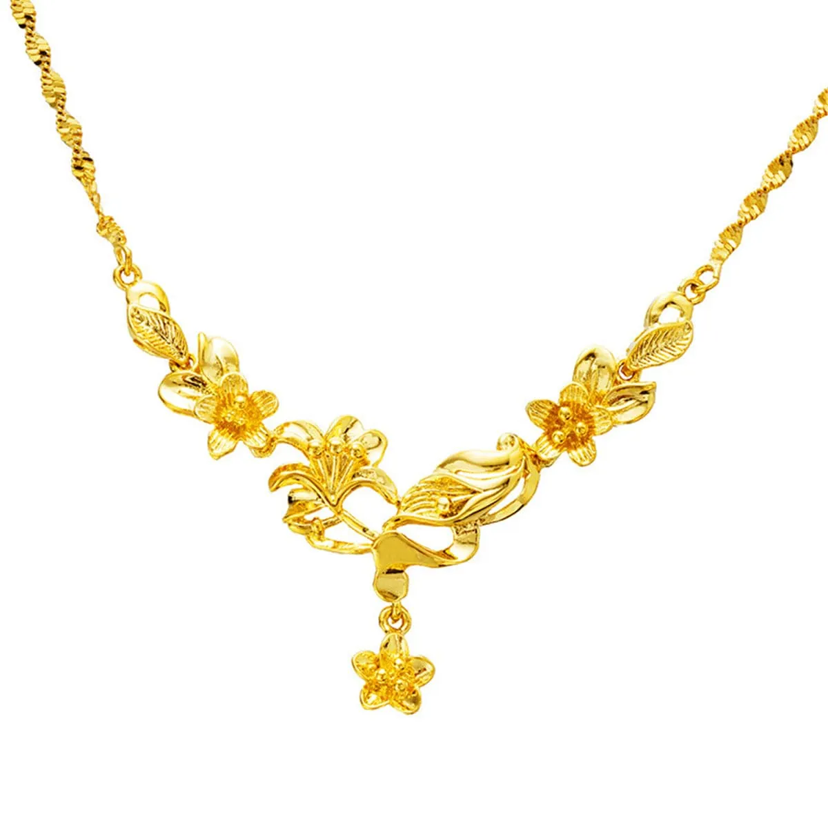18K Gold-Plated Flower Statement Necklace
