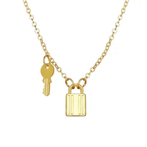 18K Gold-Plated Key & Lock Pendant Necklace
