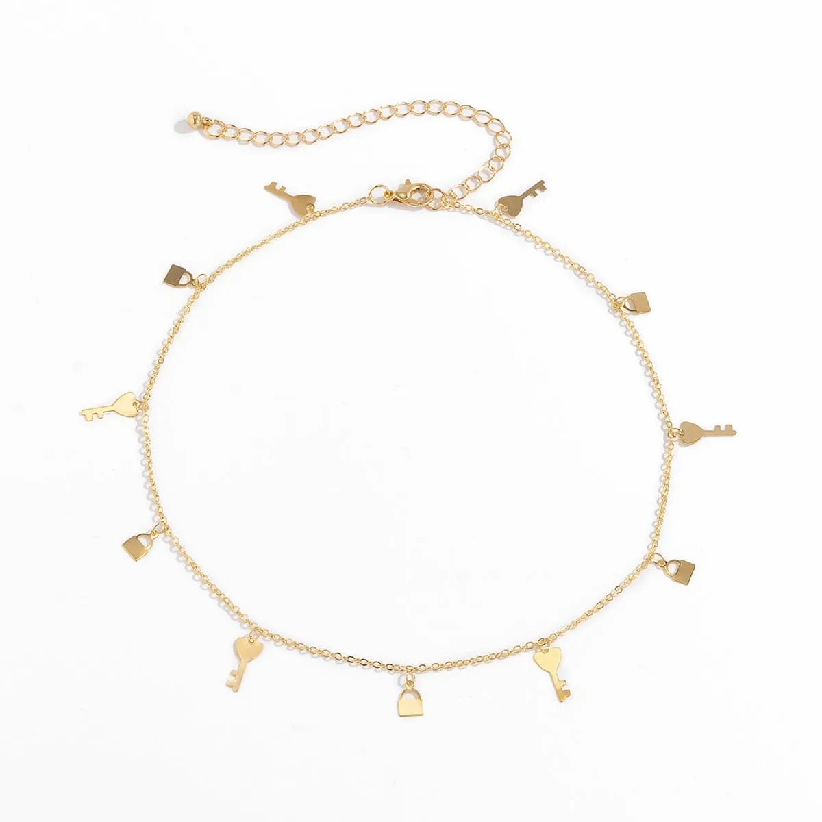 18K Gold-Plated Key Lock Station Choker Necklace
