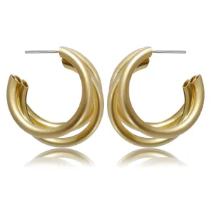 18K Gold-Plated Tri-Ring Hoop Earrings