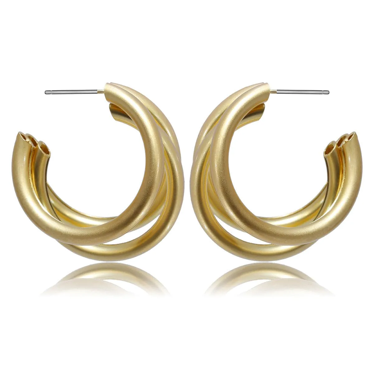 18K Gold-Plated Tri-Ring Hoop Earrings
