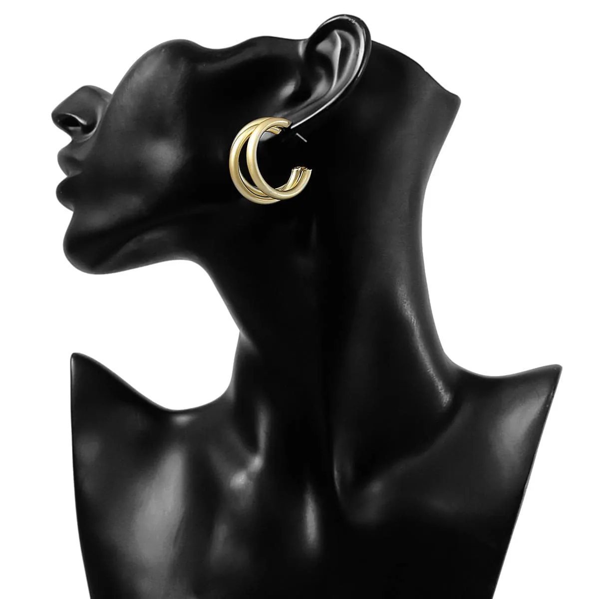 18K Gold-Plated Tri-Ring Hoop Earrings