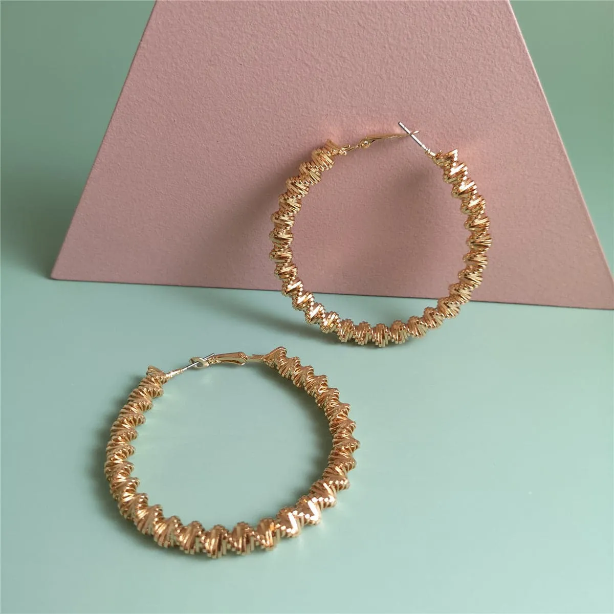 18K Gold-Plated Twisted Twine Hoop Earrings