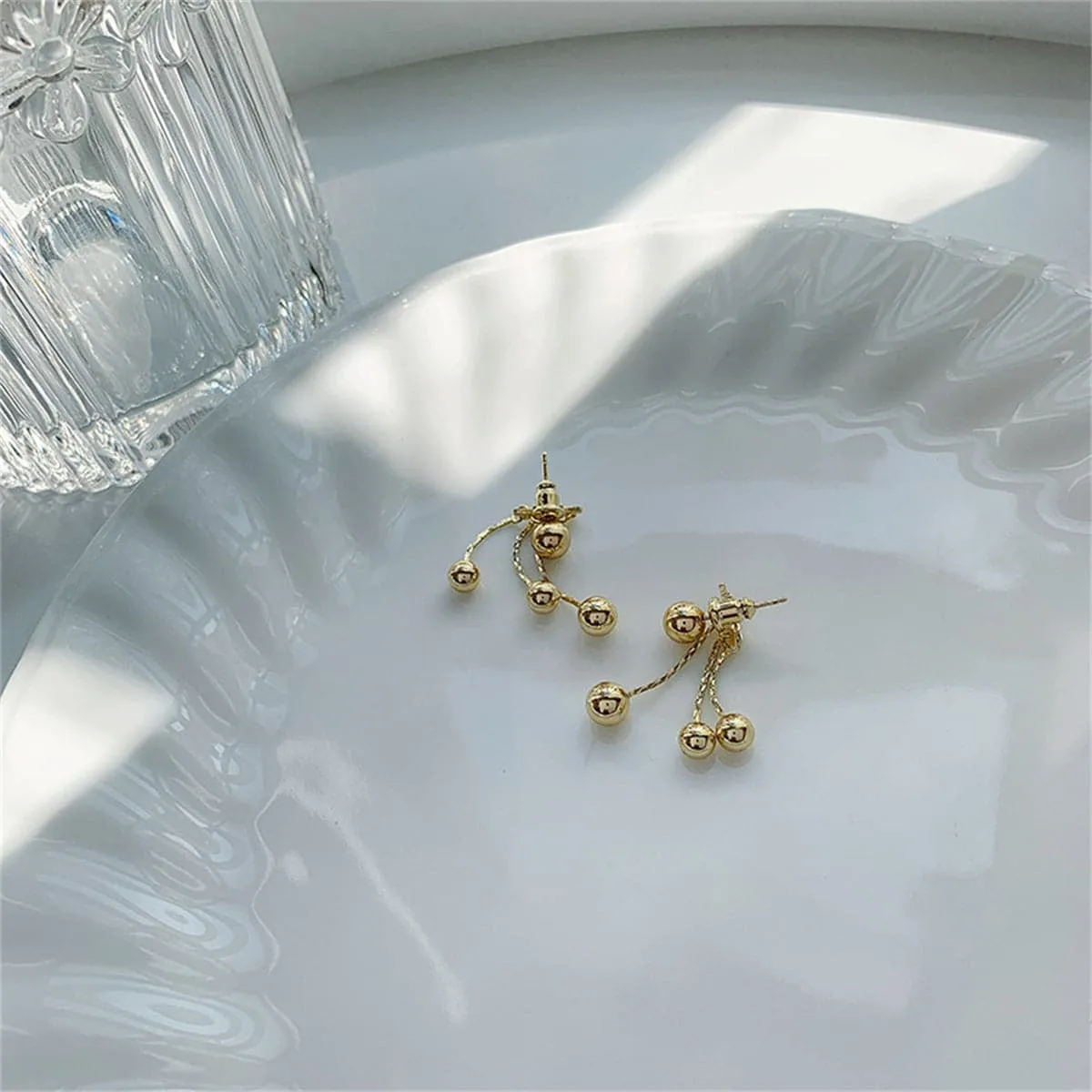 18K Gold-Plated Waterfall Ball Tassel Ear Jackets