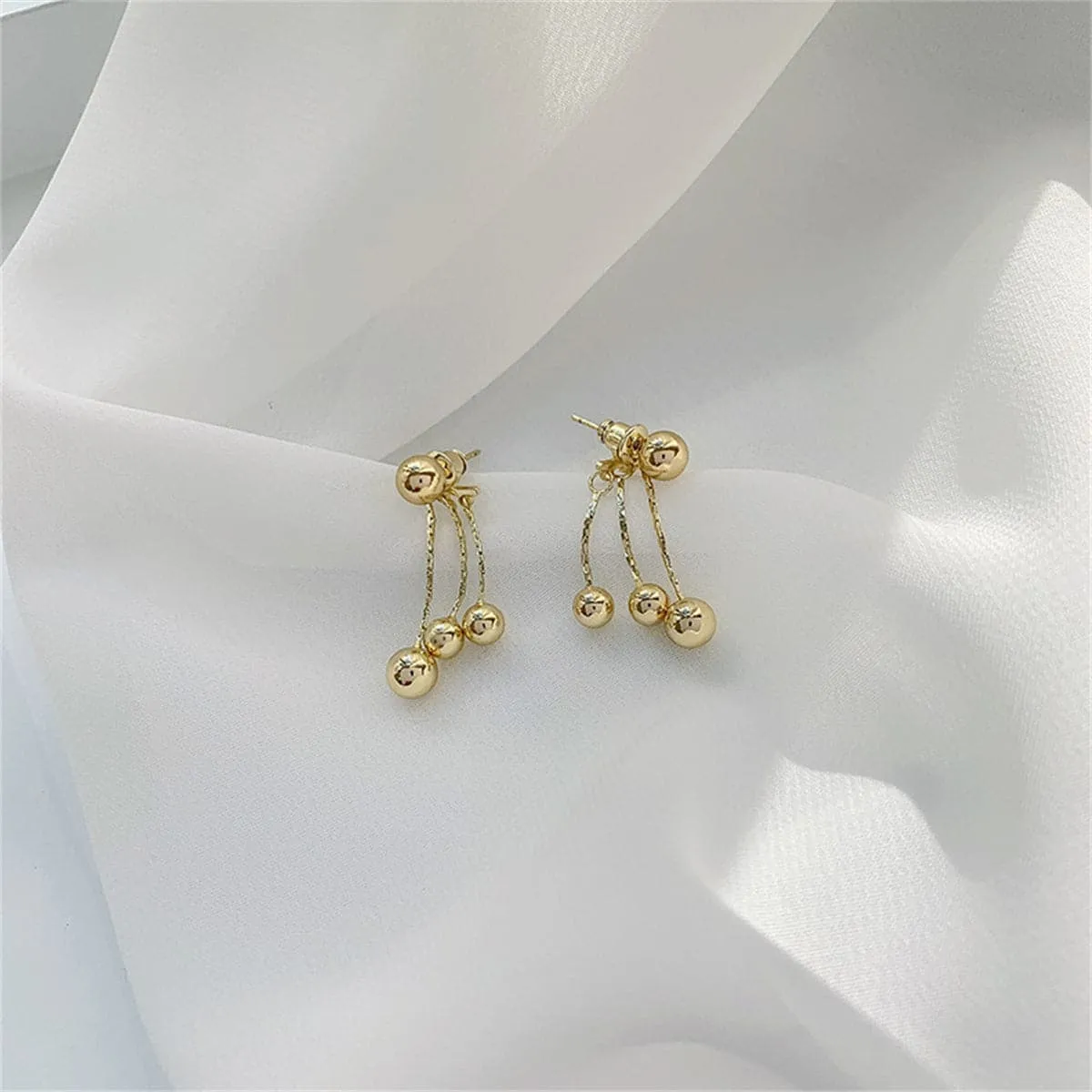 18K Gold-Plated Waterfall Ball Tassel Ear Jackets