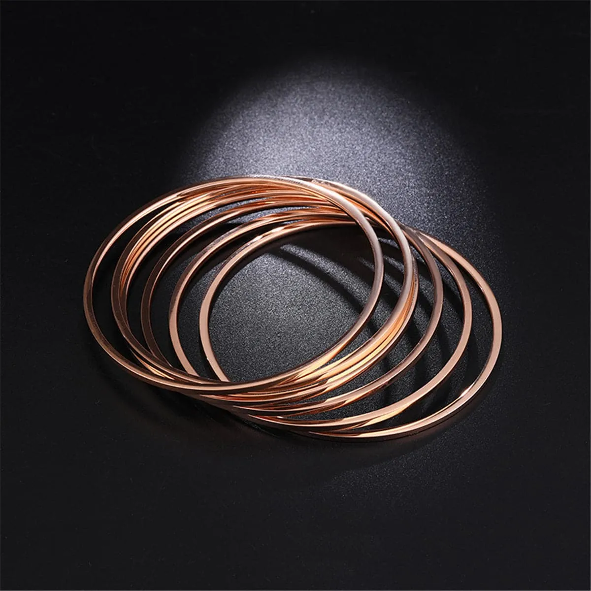 18K Rose Gold-Plated Stackable Bangle - Set Of Six