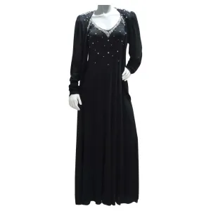 1980s Black Pearl Beaded Maxi Dress and Cardigan Set