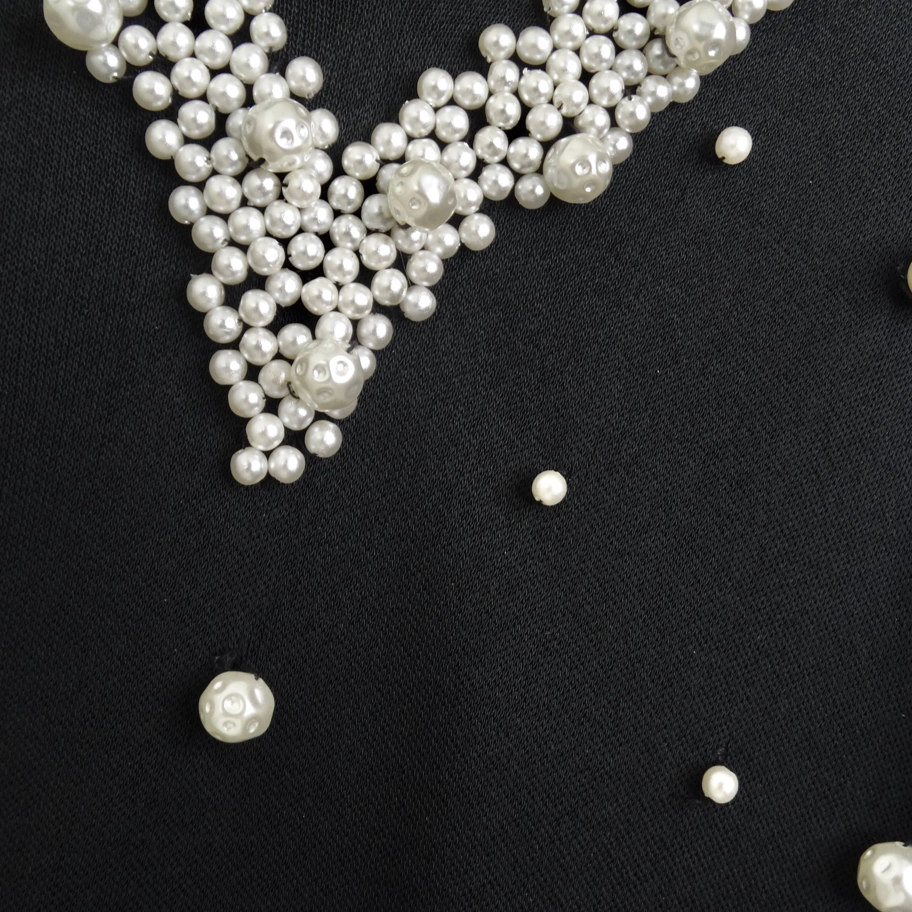 1980s Black Pearl Beaded Maxi Dress and Cardigan Set