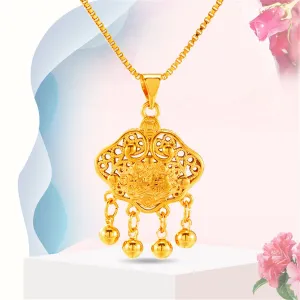 24K Gold-Plated Open Longevity Locket Pendant Necklace