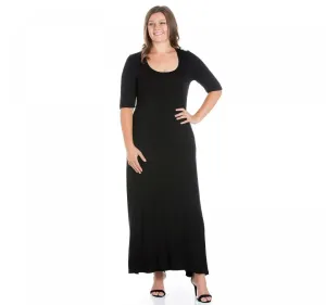 24seven Comfort Apparel Womens Plus Size Elbow Length Sleeve Maxi Dress P027680