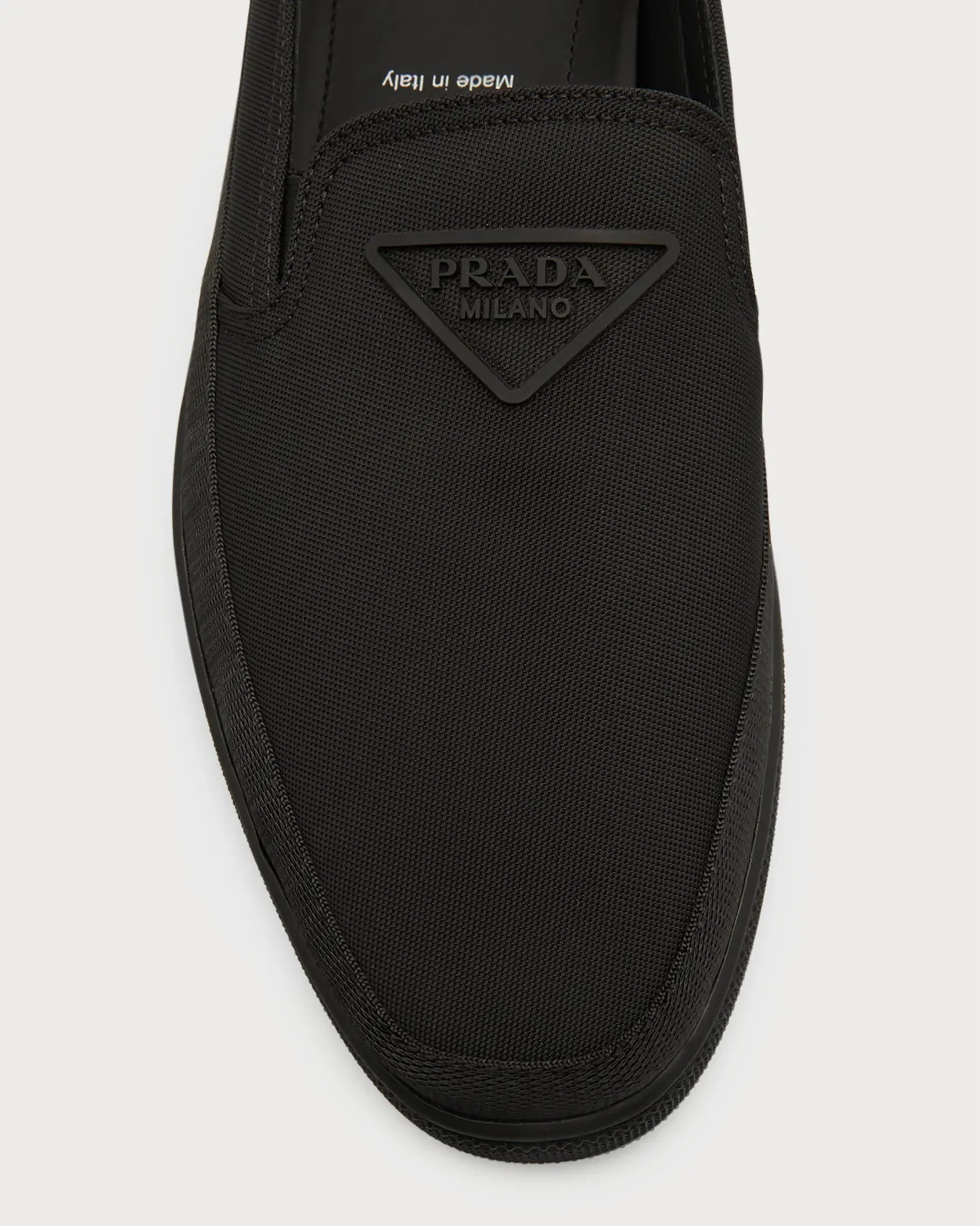 $875 PRADA - "CANNES" Re-nylon Triangle Logo Nylon Slip-On Loafers Sneaker - 9 US (8 IT)