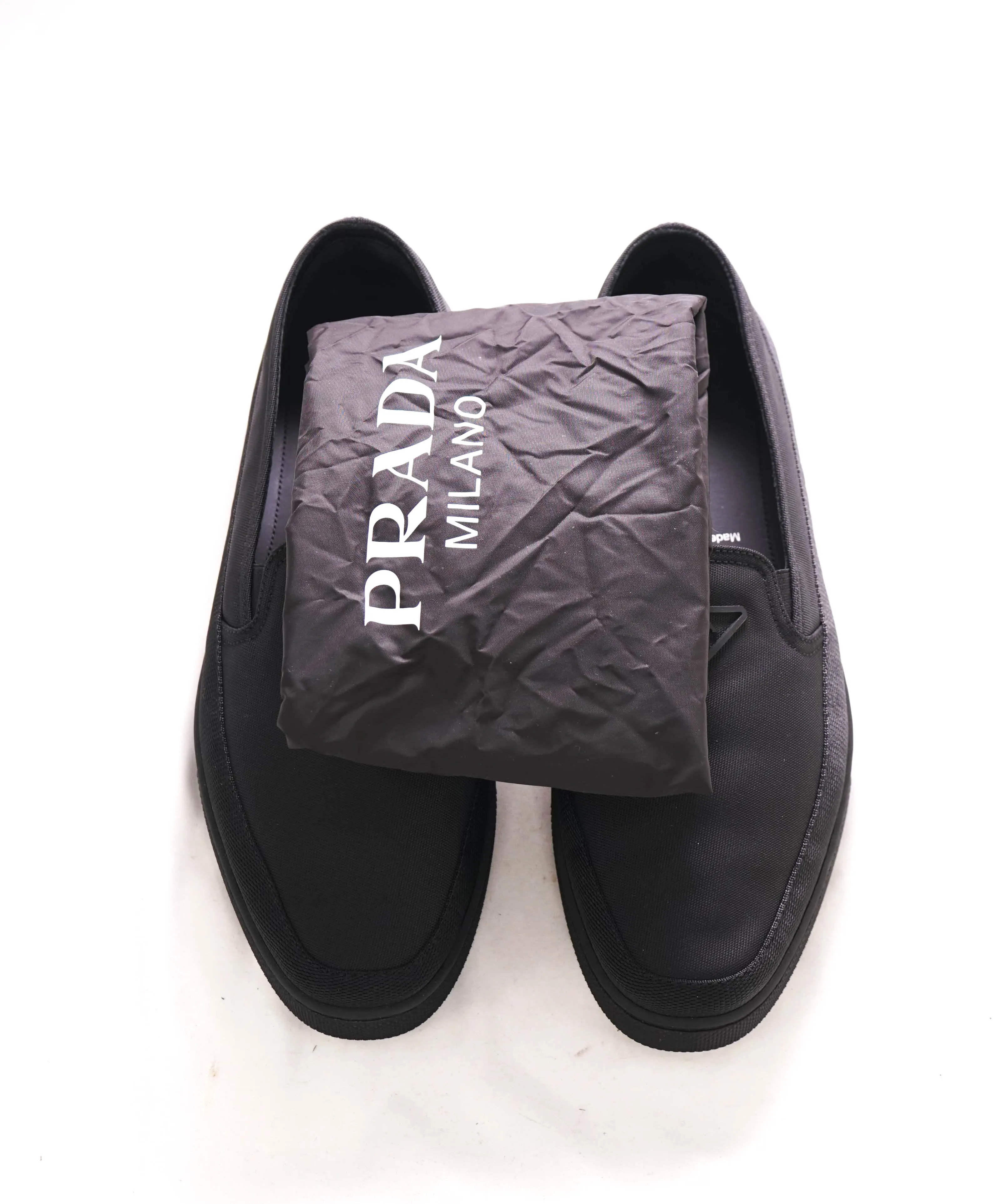 $875 PRADA - "CANNES" Re-nylon Triangle Logo Nylon Slip-On Loafers Sneaker - 9 US (8 IT)