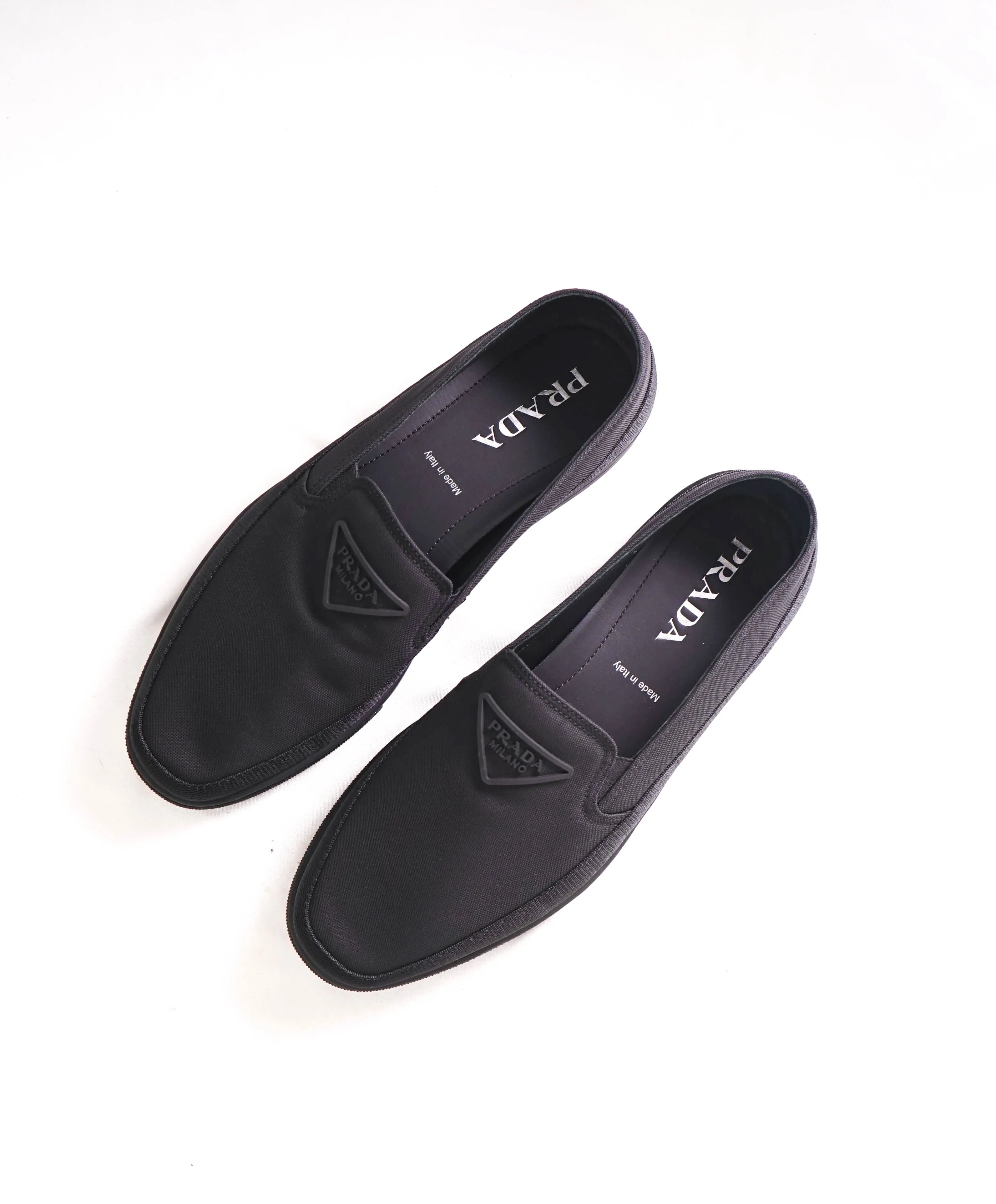 $875 PRADA - "CANNES" Re-nylon Triangle Logo Nylon Slip-On Loafers Sneaker - 9 US (8 IT)