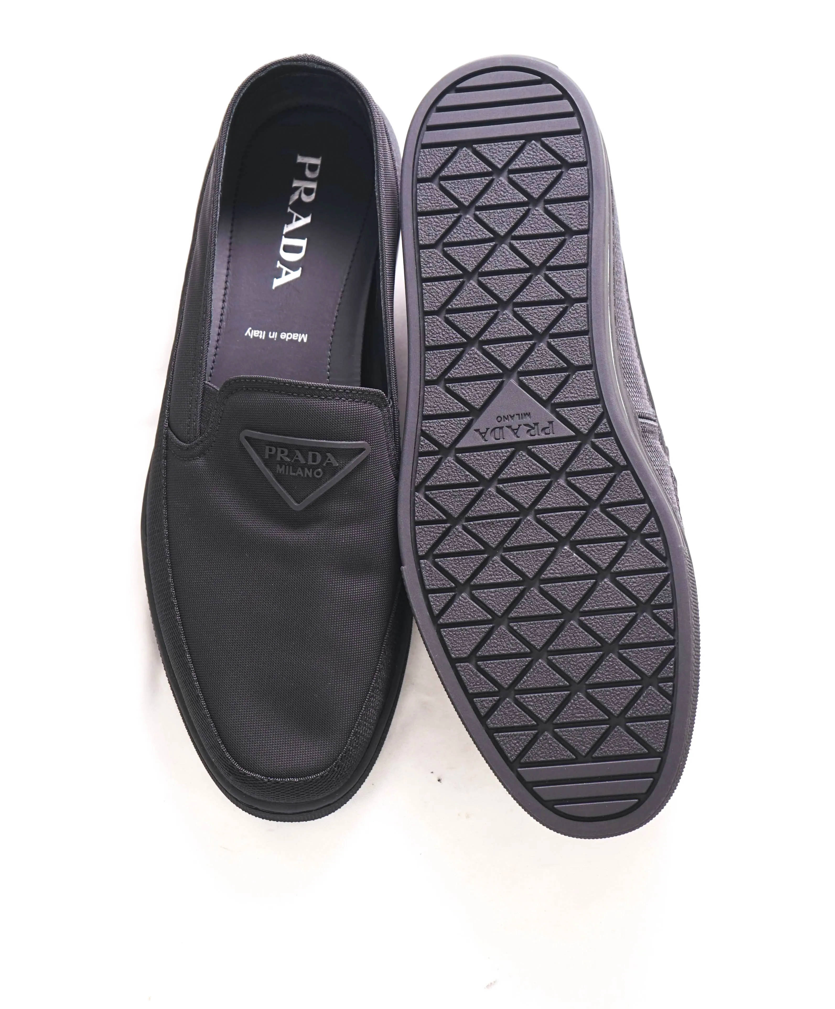$875 PRADA - "CANNES" Re-nylon Triangle Logo Nylon Slip-On Loafers Sneaker - 9 US (8 IT)