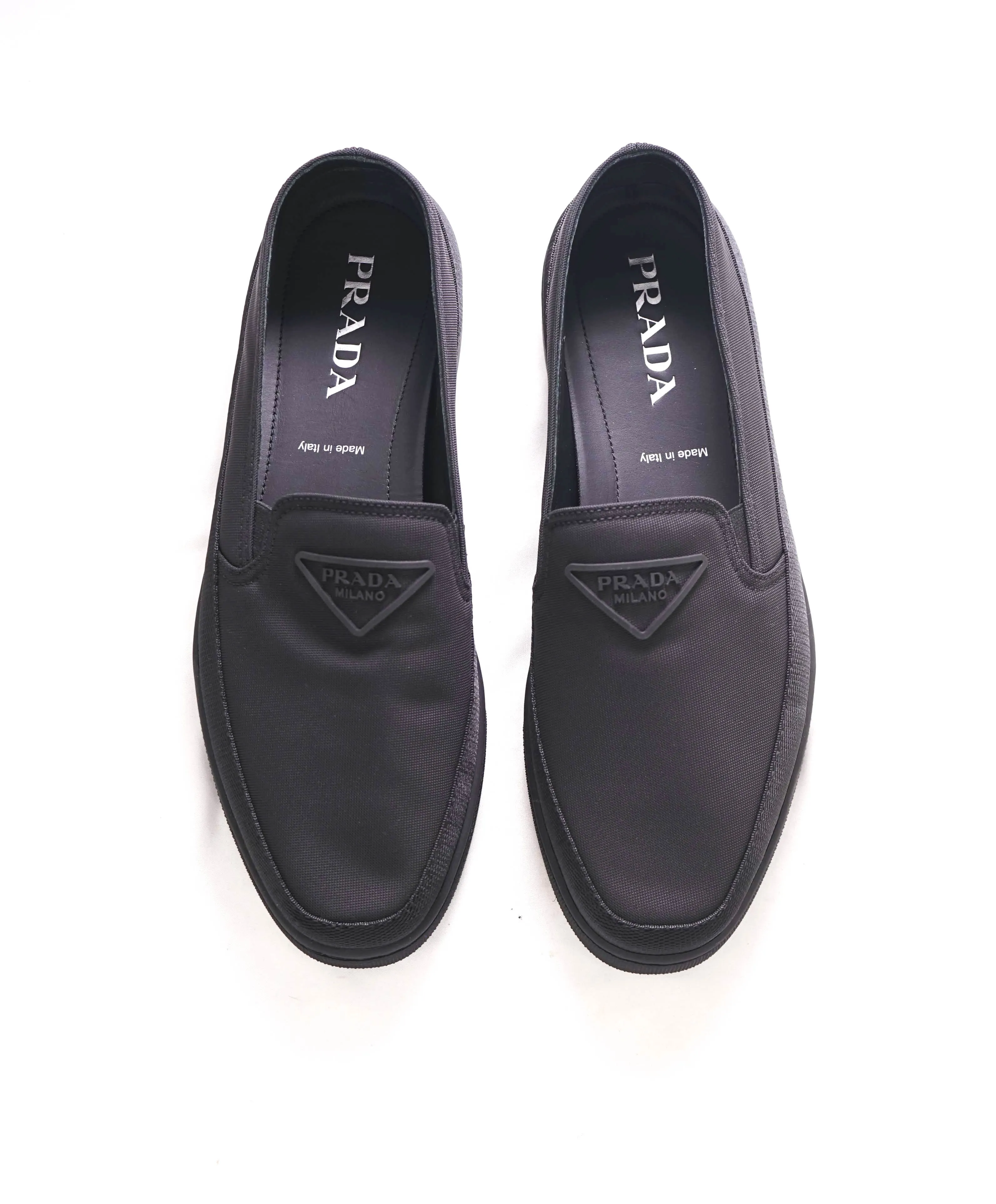 $875 PRADA - "CANNES" Re-nylon Triangle Logo Nylon Slip-On Loafers Sneaker - 9 US (8 IT)