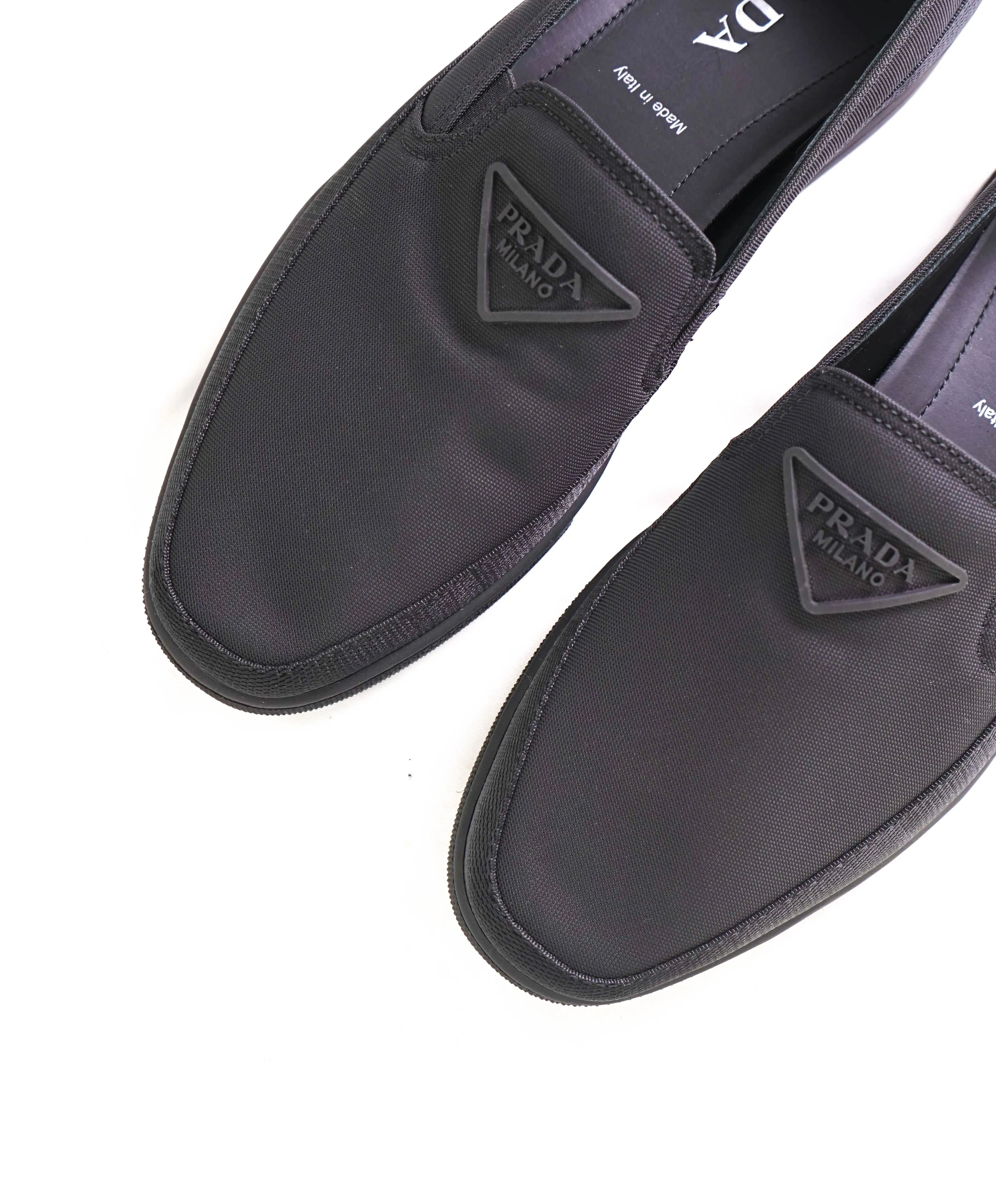 $875 PRADA - "CANNES" Re-nylon Triangle Logo Nylon Slip-On Loafers Sneaker - 9 US (8 IT)