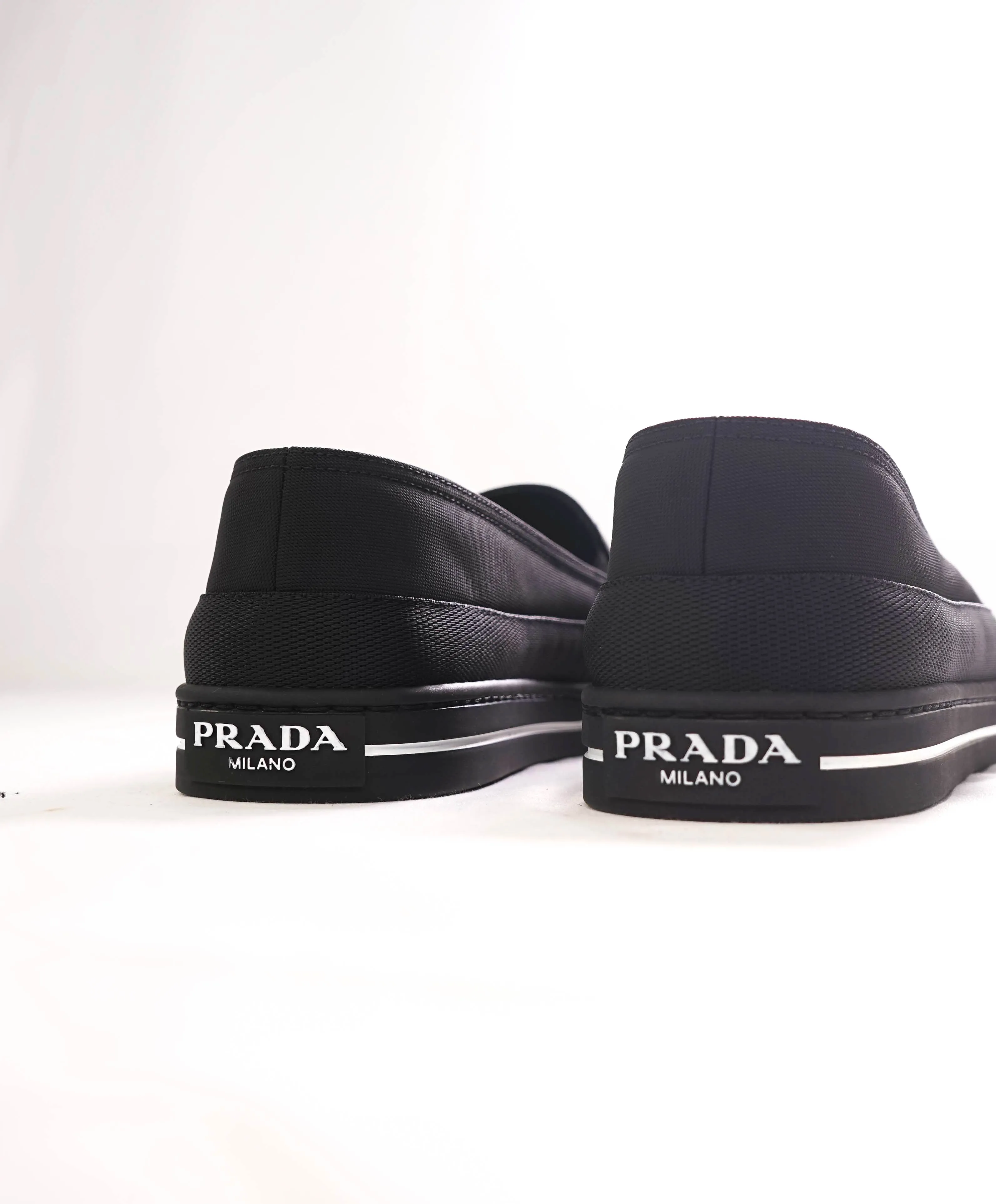 $875 PRADA - "CANNES" Re-nylon Triangle Logo Nylon Slip-On Loafers Sneaker - 9 US (8 IT)