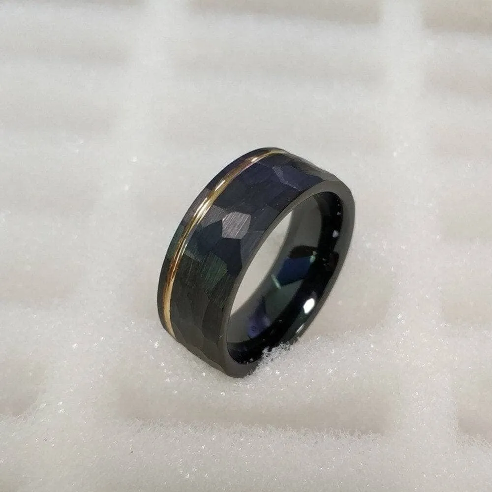 8mm Black Rose Gold Plated Faceted Tungsten Carbide