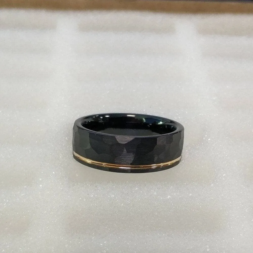 8mm Black Rose Gold Plated Faceted Tungsten Carbide