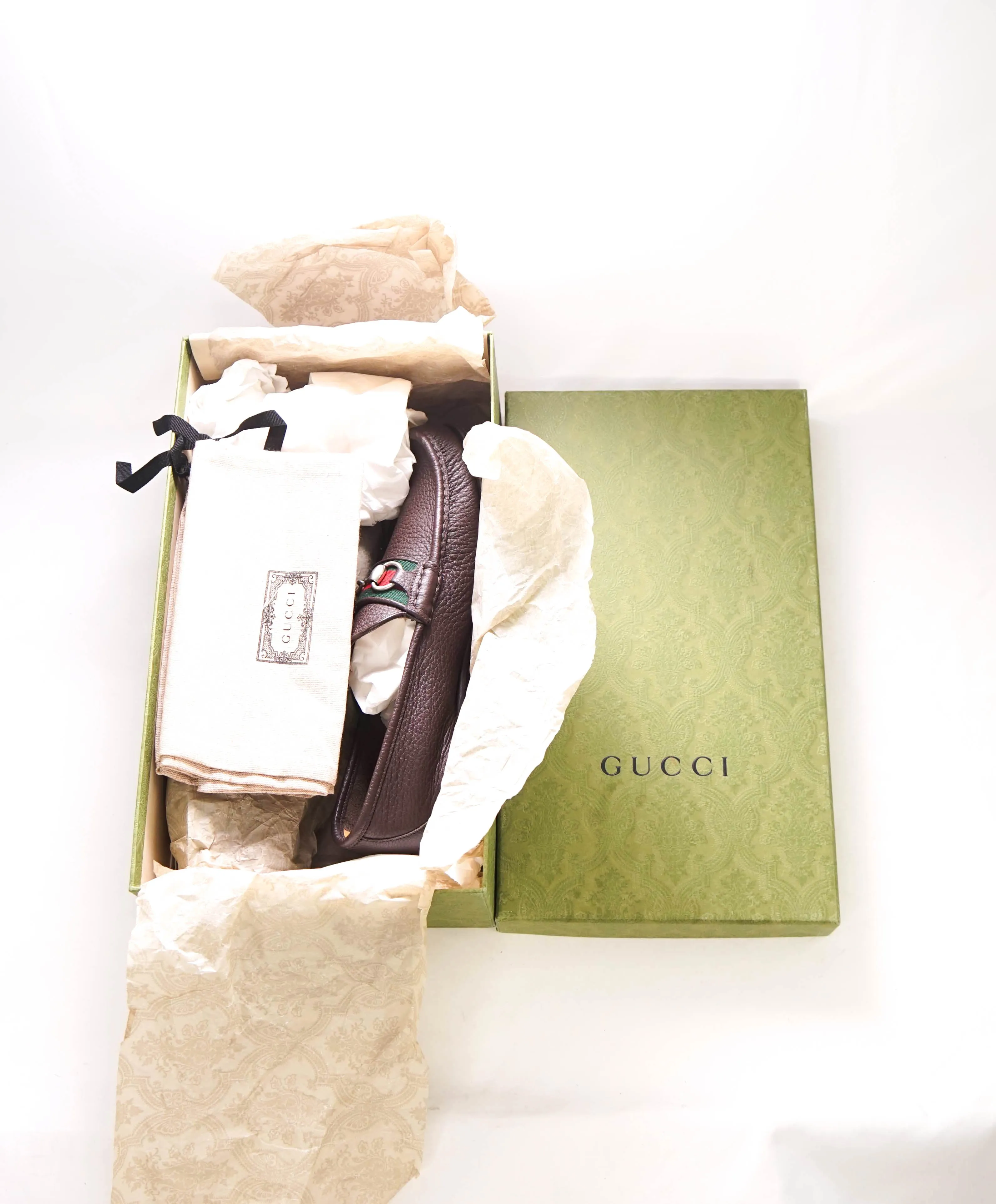 $920 GUCCI - WEB Horse-bit Loafers Brown Iconic Style - 9.5 US (9 G)