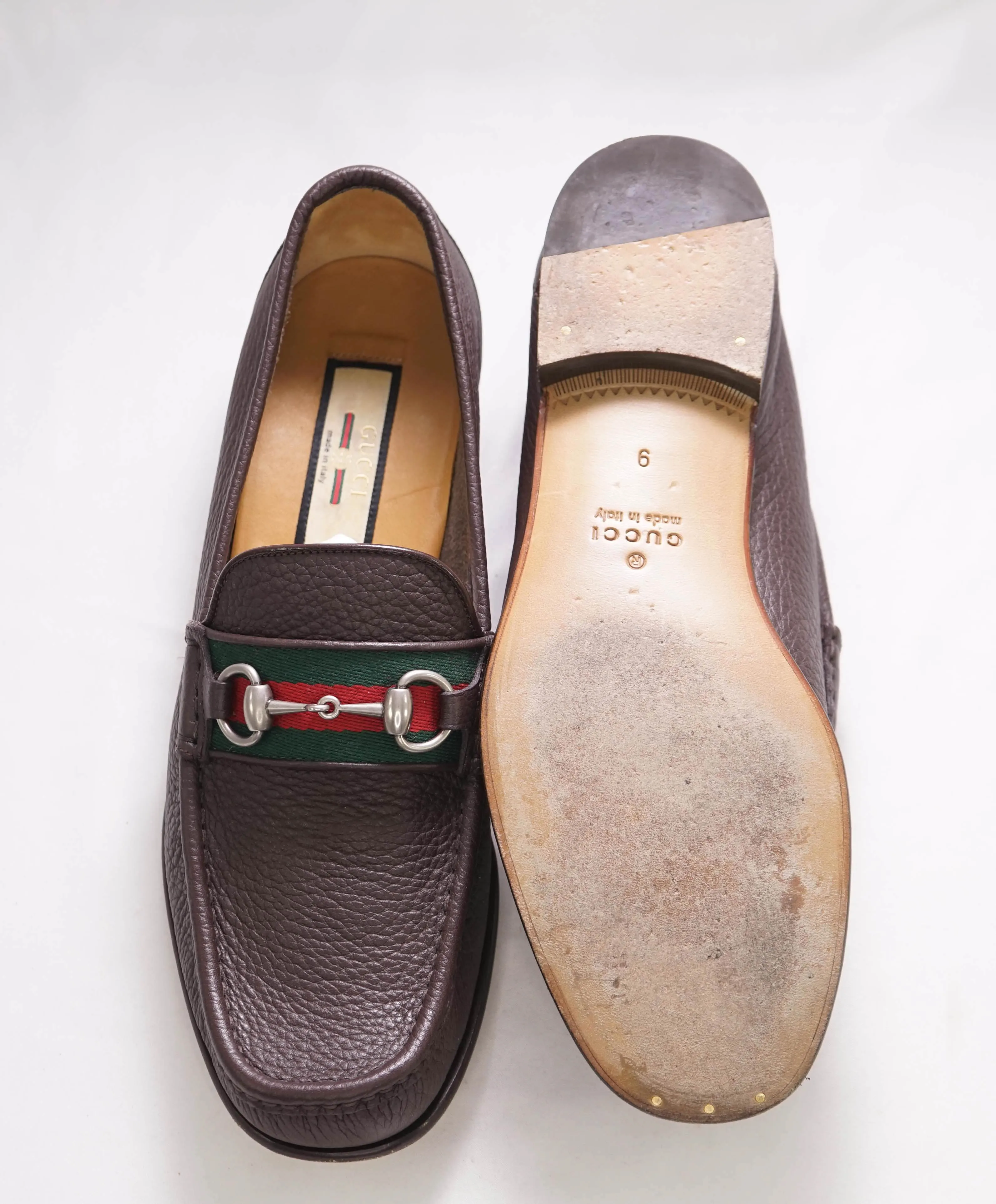 $920 GUCCI - WEB Horse-bit Loafers Brown Iconic Style - 9.5 US (9 G)