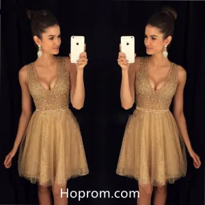 A-Line Bling Beaded Homecoming Dresses Short Lace Girls Graduation Dresses