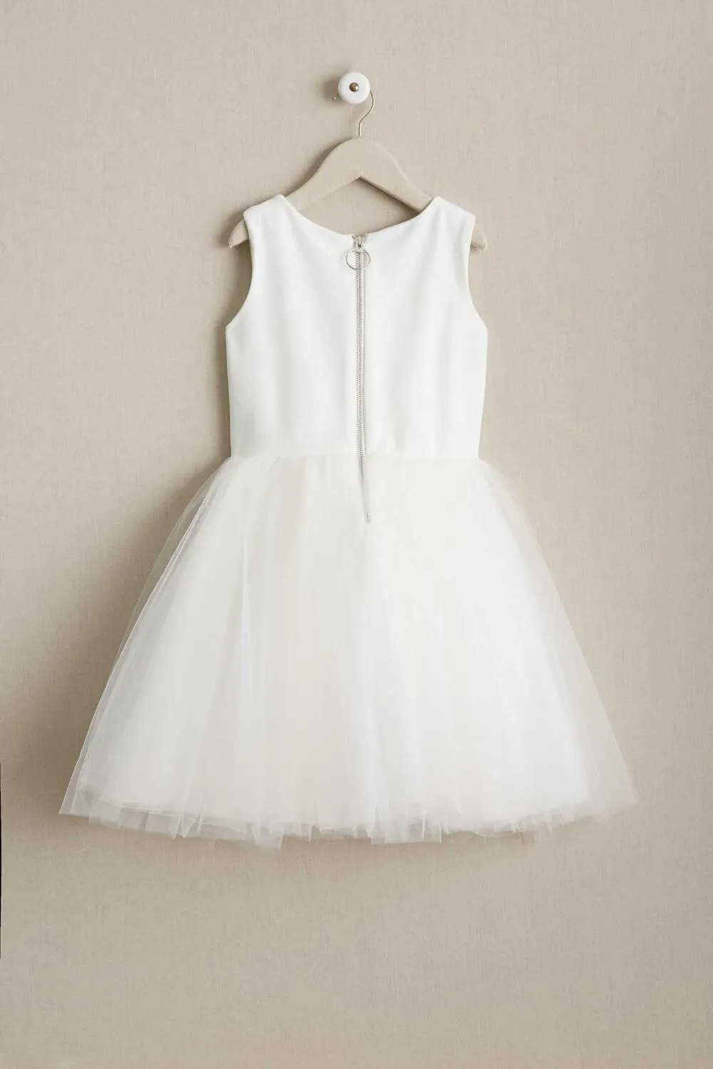 A Line White Tulle Scoop Neck Appliques Beading Flower Girl Dresses OHR042