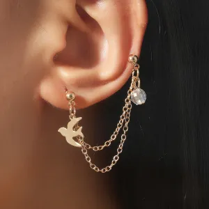 Acrylic & 18K Gold-Plated Swallow Chain Ear Cuff
