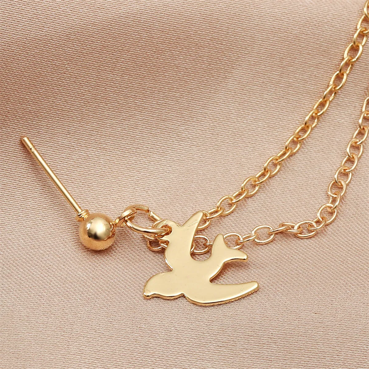 Acrylic & 18K Gold-Plated Swallow Chain Ear Cuff