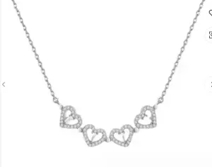 Adjustable 18" Magnet Stainless Steel Heart Women's Necklace - Magnetic Diamond-Embedded Love