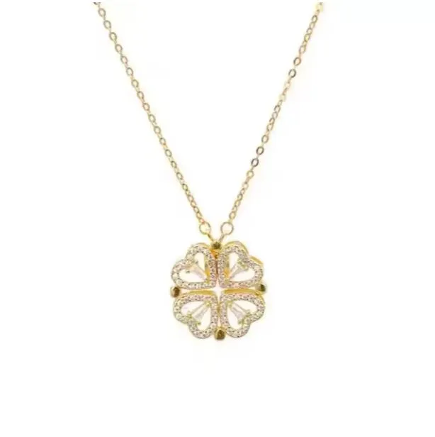 Adjustable 18" Magnet Stainless Steel Heart Women's Necklace - Magnetic Diamond-Embedded Love