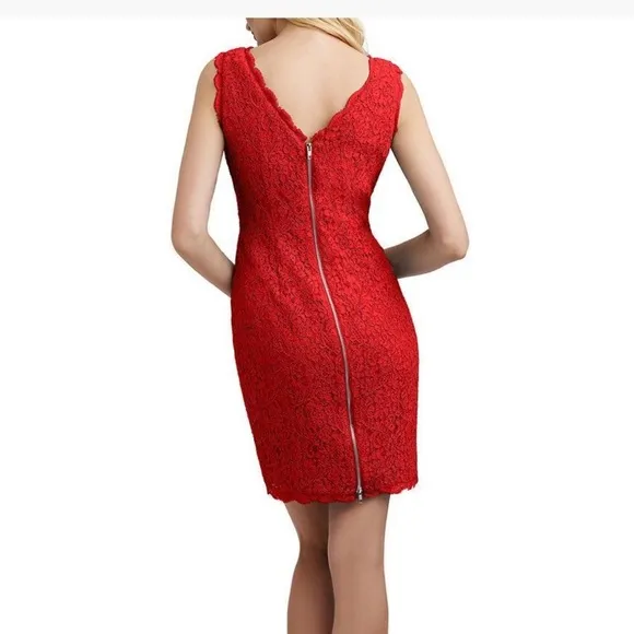 Adrianna Papell Bateau Neck Lace Sheath Dress