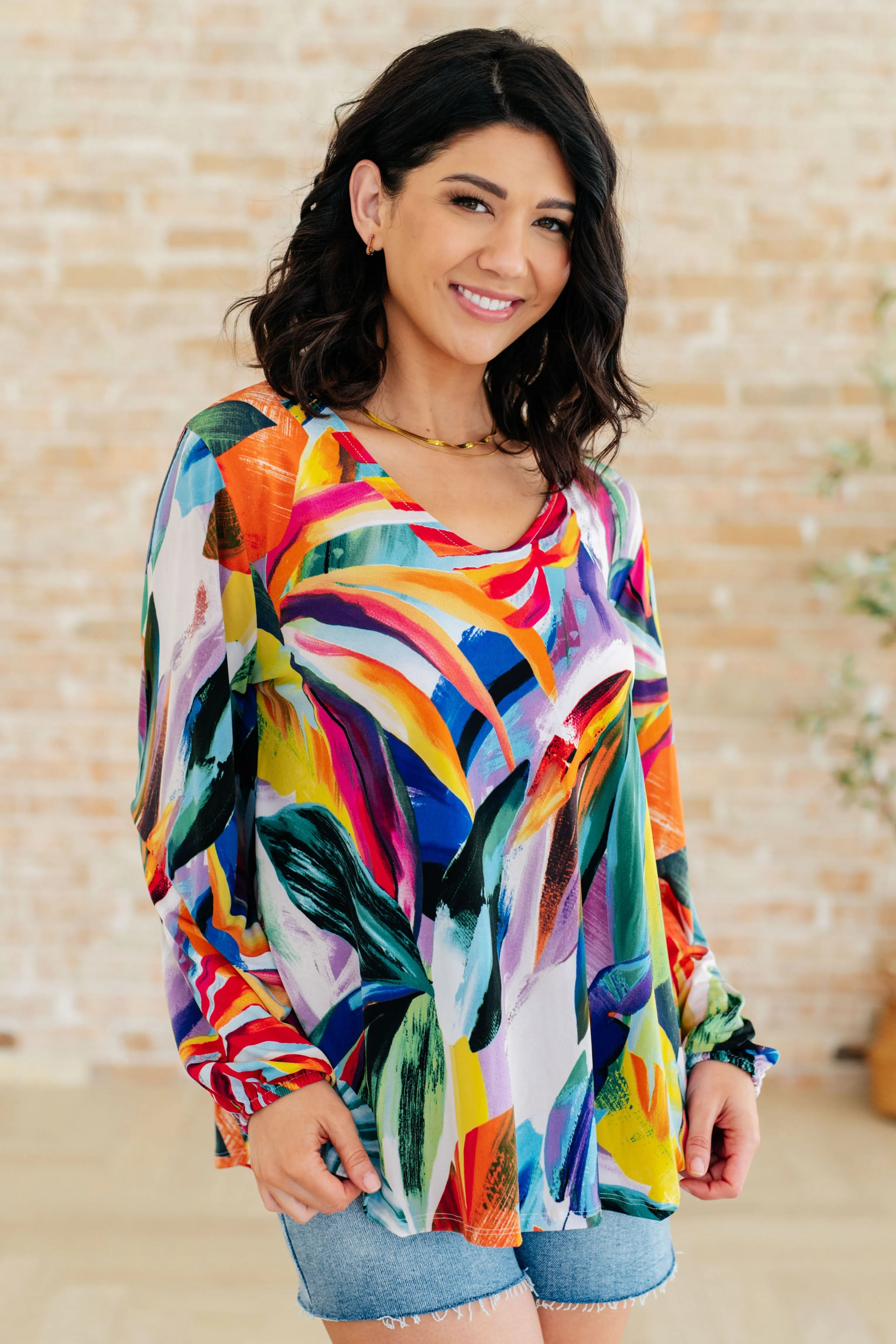 All Over the World Scoop Neck Blouse