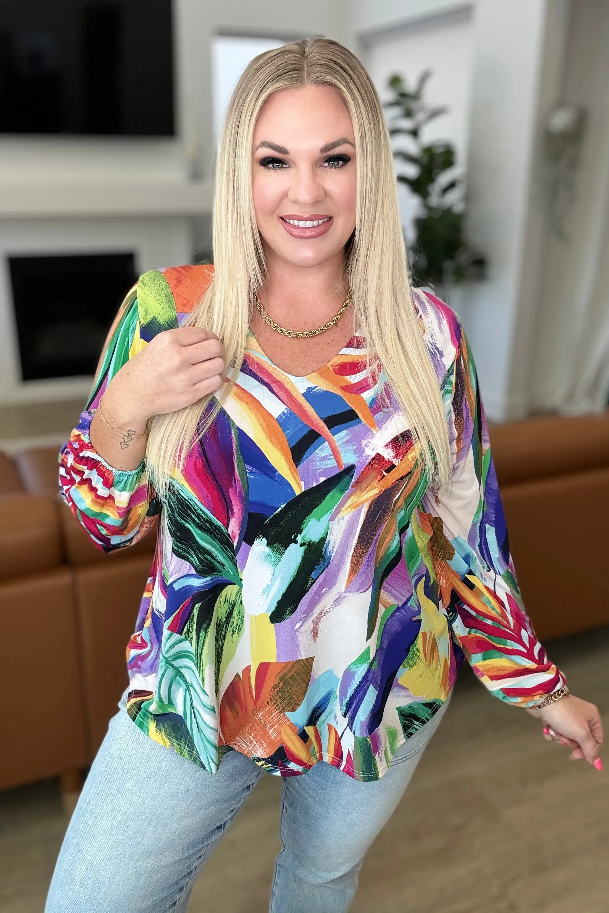 All Over the World Scoop Neck Blouse