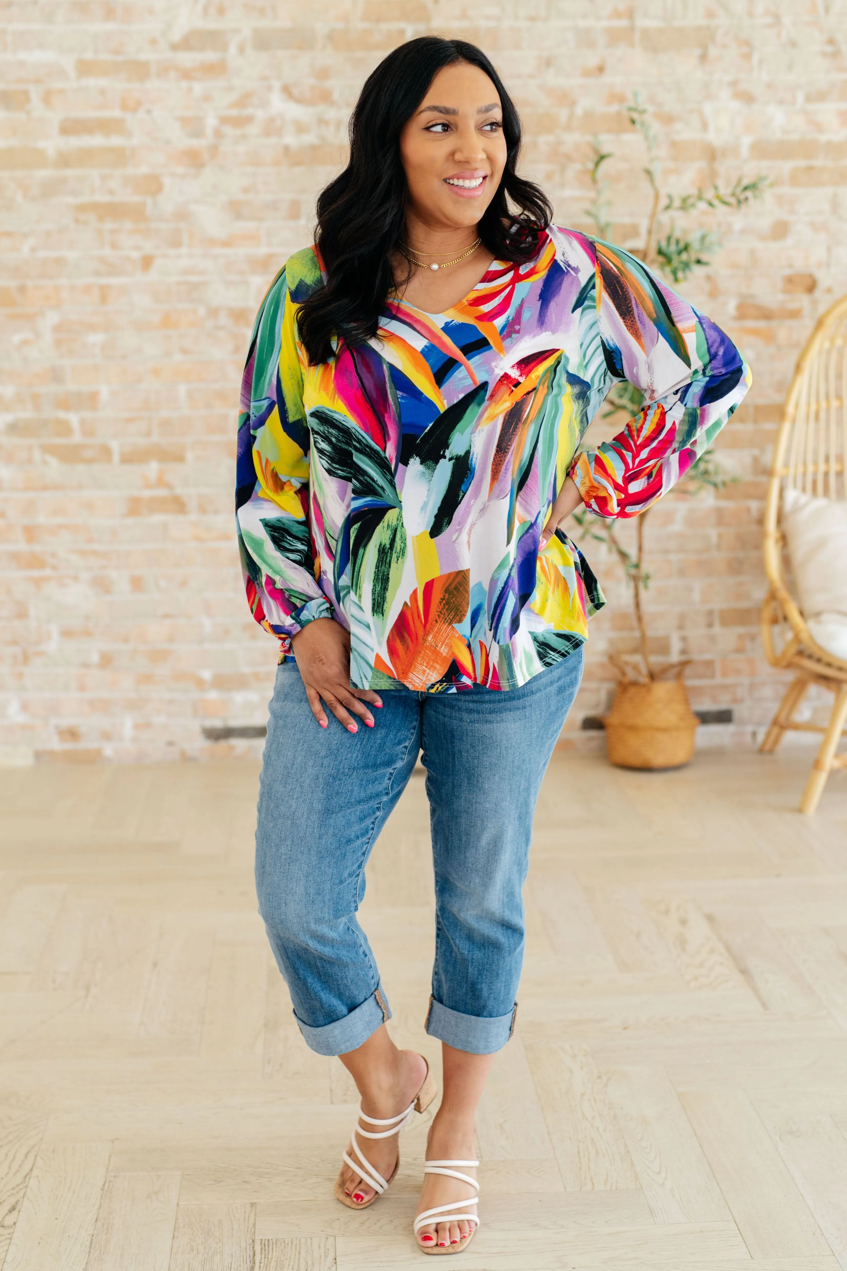 All Over the World Scoop Neck Blouse