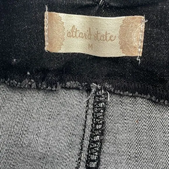 Altar'd State Women's Washed Black Frayed Hem Button Fly Denim Skirt Medium NWT