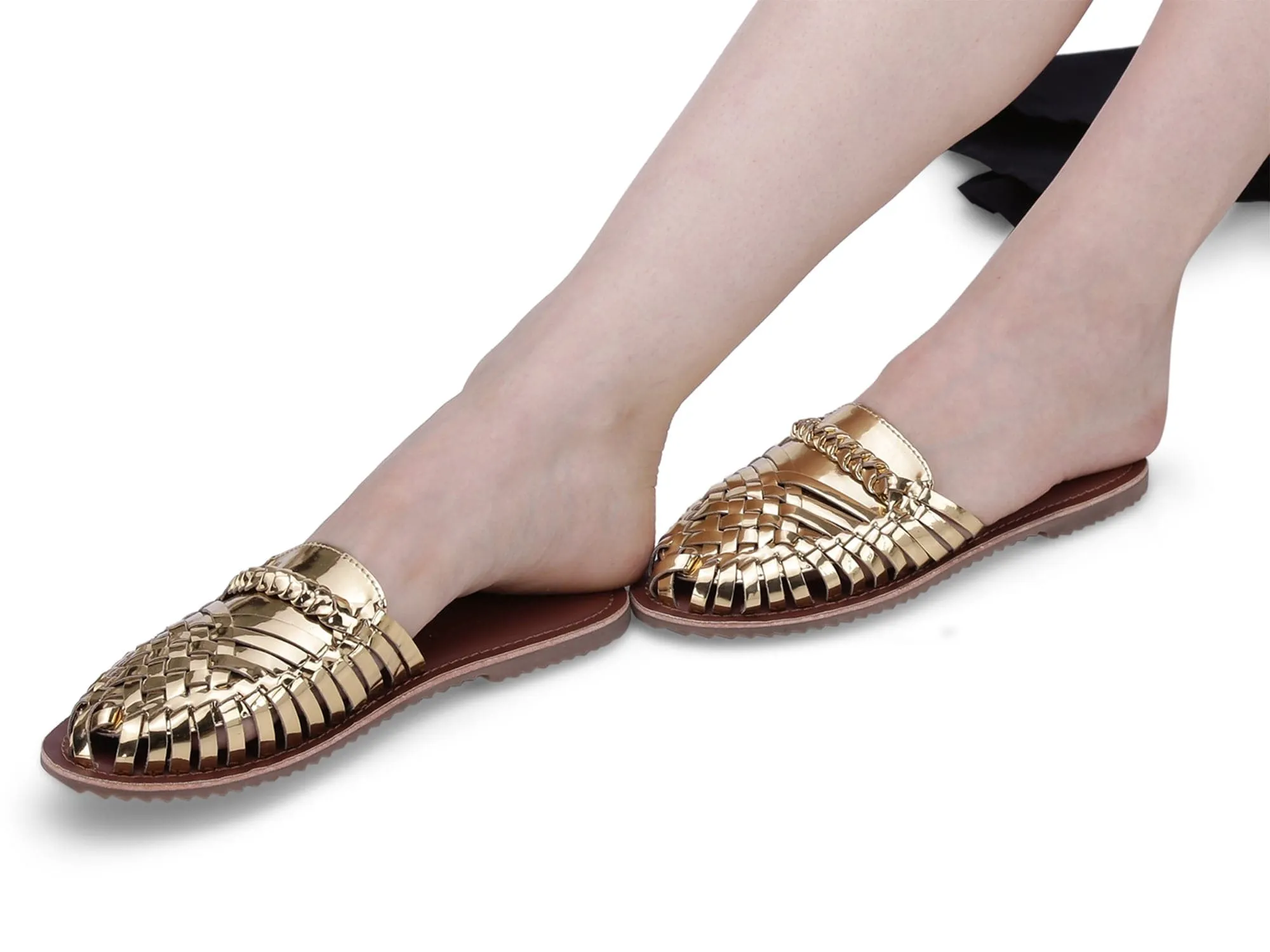 Amurra Lt Gold Huarache Mules