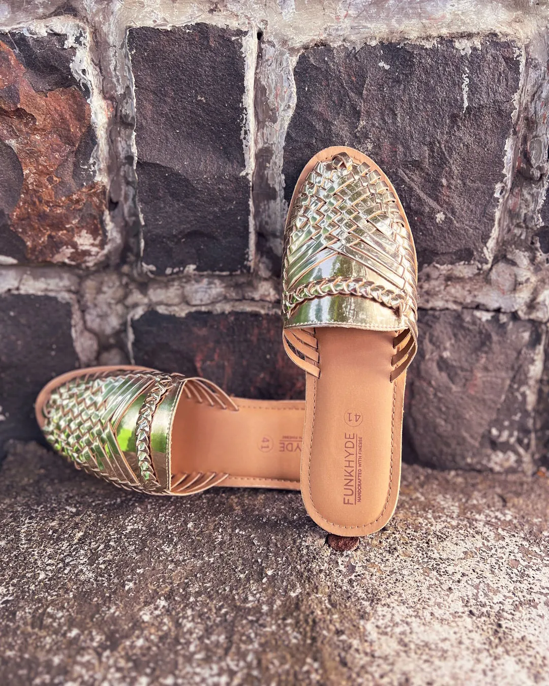 Amurra Lt Gold Huarache Mules