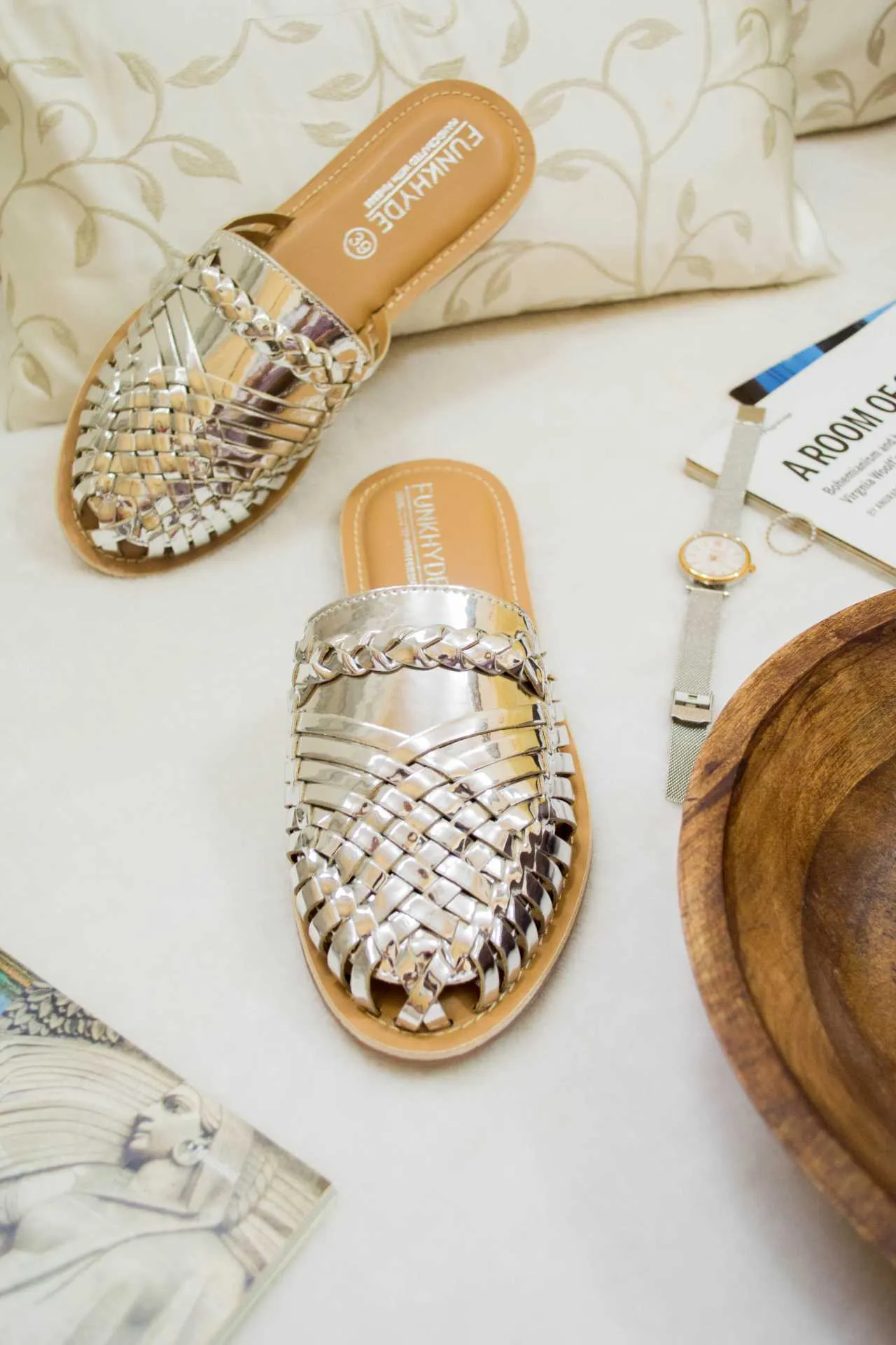 Amurra Silver Huarache Mules