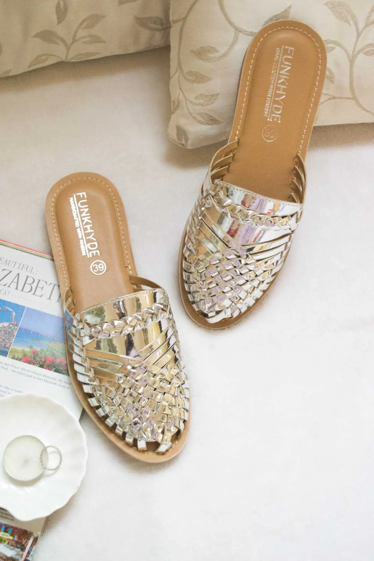 Amurra Silver Huarache Mules